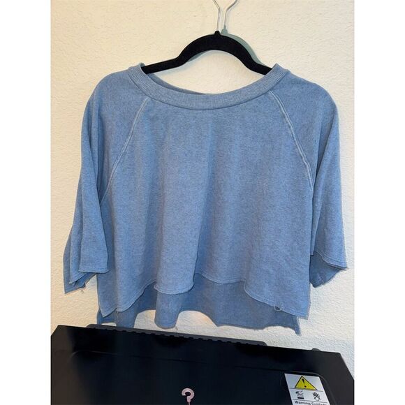 Aerie Women's Blue Cropped Crew Neck Sweatshirt Size M - Picture 8 of 9